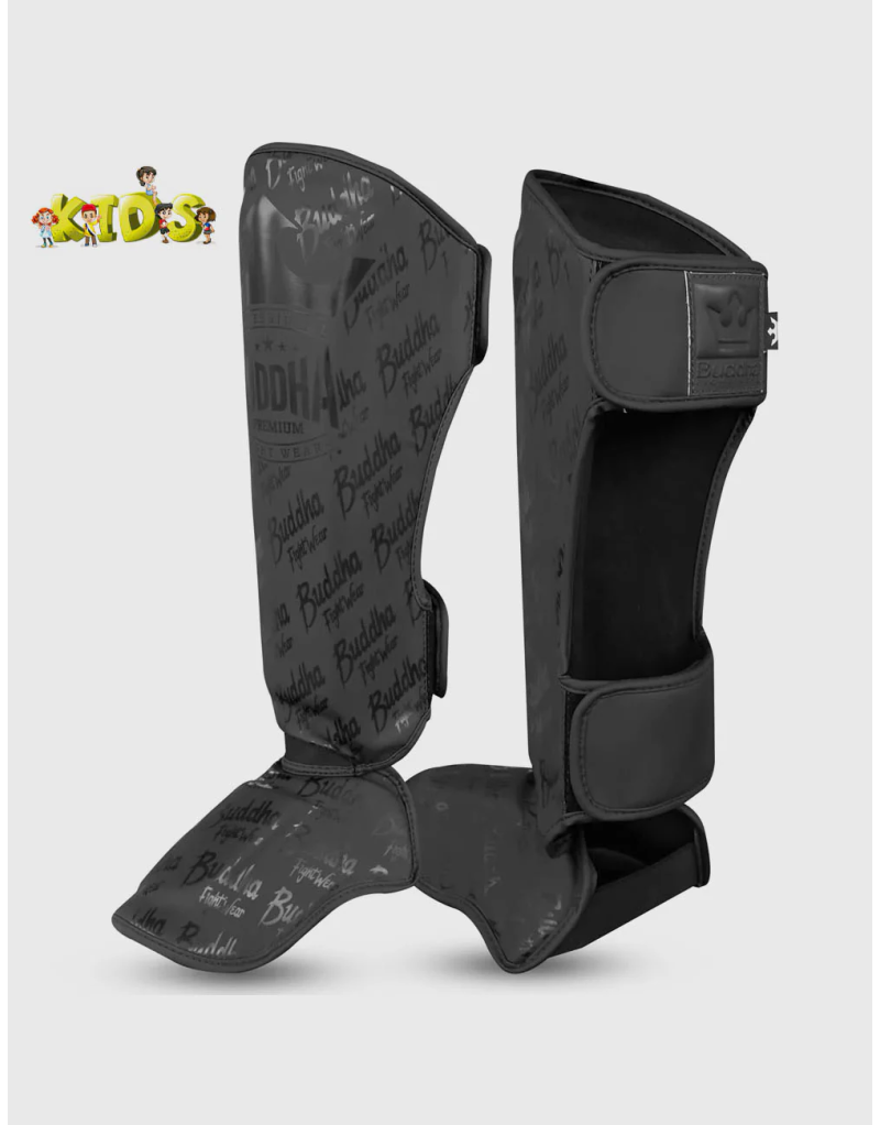 Buddha Epic Matt Black Children’s Shin Guards | Muay Thai and Kickboxing | Il Coliseum