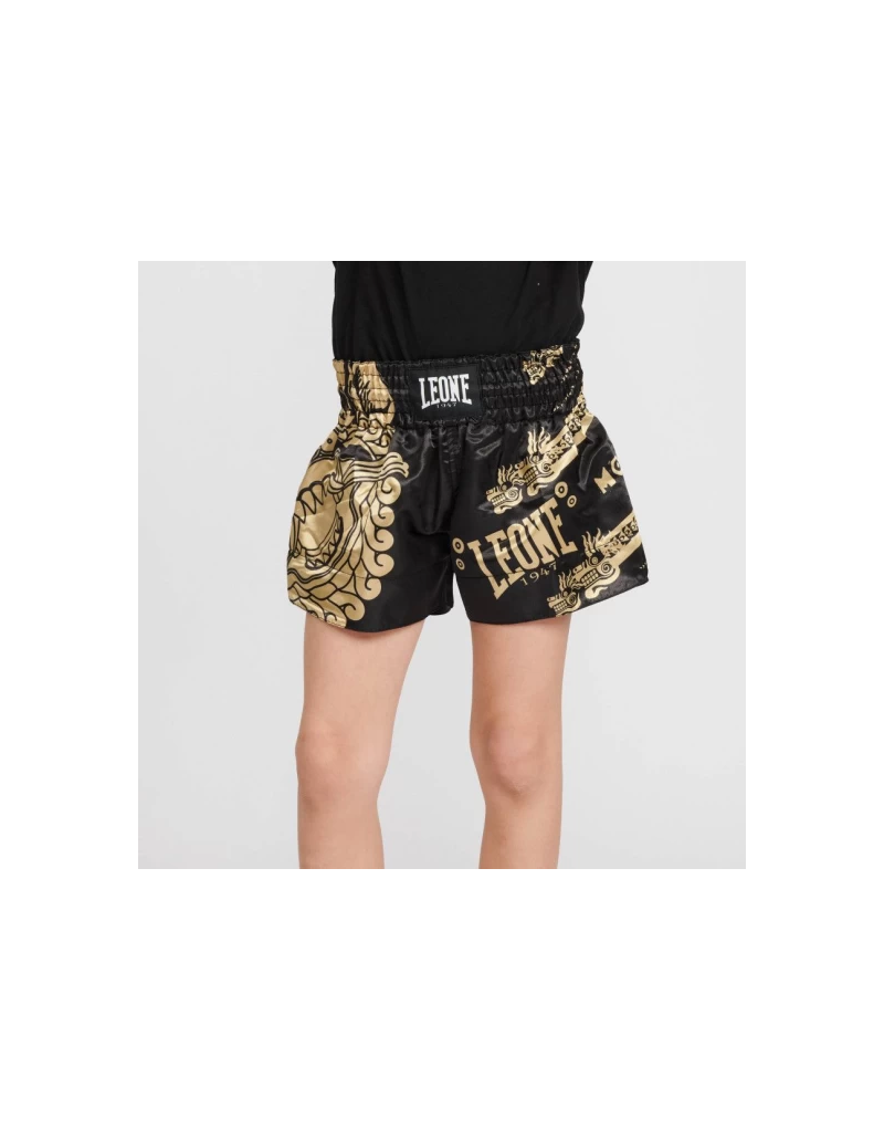Short Muay Thai Leone 1947 Infantil Montezuma | Negro y Dorado | Il Coliseum