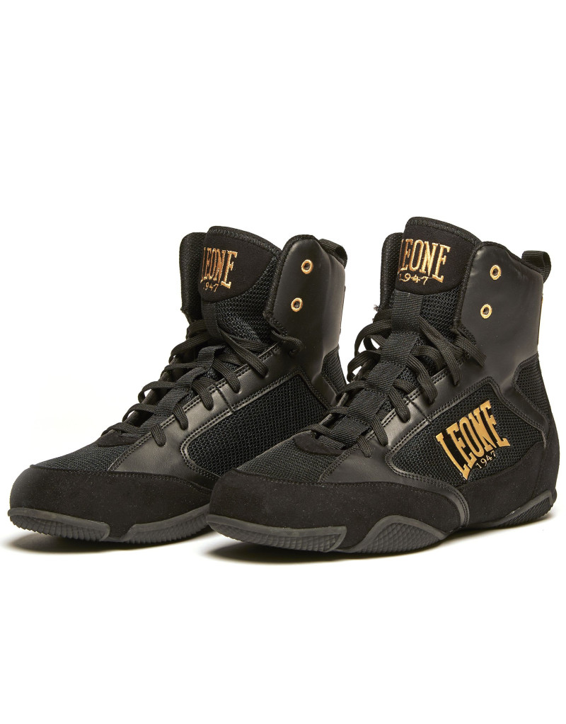 Botas de Boxeo Leone 1947 Premium Negras | Calzado Profesional | Il Coliseum
