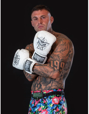 Guantes de Boxeo Buddha Army Blancos de Piel Sintética. Protección y Rendimiento Profesional.