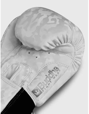 Guantes de Boxeo Buddha Army Blancos de Piel Sintética. Protección y Rendimiento Profesional.