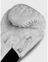 Buddha Army White Synthetic Leather Boxing Gloves. Professional Protection and Performance.
