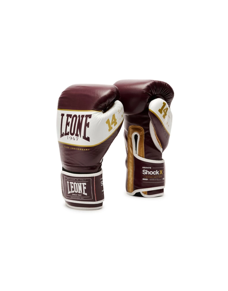 Guantes de Boxeo Leone 1947 Shock X Burdeos Edición Limitada | Piel Premium y Alto Rendimiento
