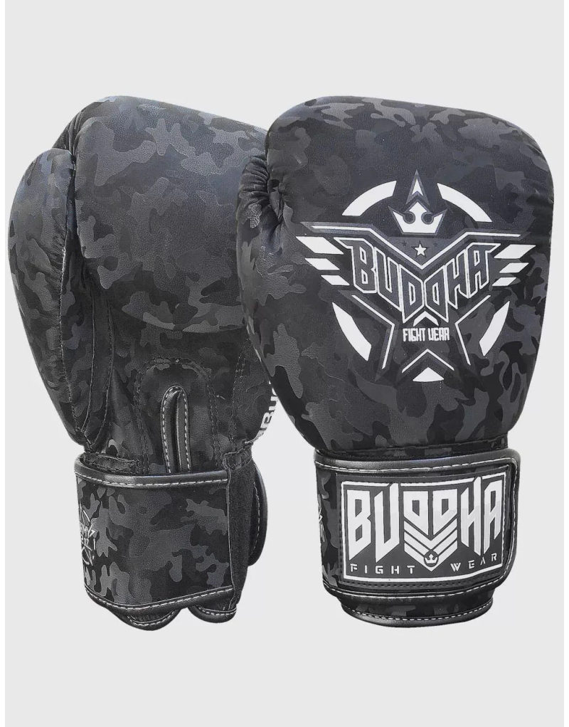 Buddha Army Negros. Guantes de Boxeo en Piel Sintética Premium.