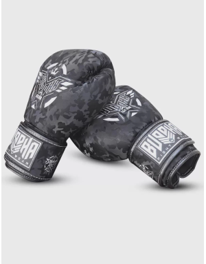 Buddha Army Black. Premium synthetic leather boxing gloves.