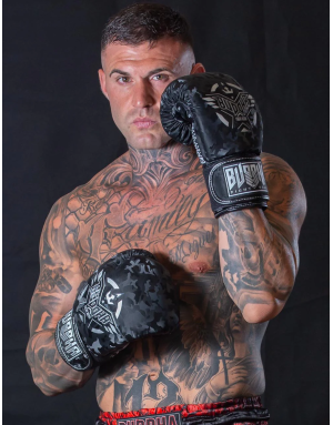 Buddha Army Negros. Guantes de Boxeo en Piel Sintética Premium.
