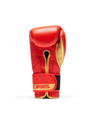 Guantes de Boxeo Leone 1947 DNA Rojo y Dorado | Piel Natural, Tecnología NO SHOCK y Ajuste Profesional para Boxeo y Kick boxing