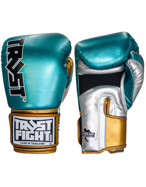Guantes Metalizados de Boxeo Trust Fight Turquesa, Plata y Dorado . Disponibles en varios colores y en varias Oz.