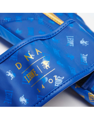 Leone 1947 DNA Blue and Gold Boxing Gloves | Genuine Leather, NO SHOCK Technology and Premium Boxing Design.