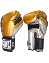 Guante Trust Fight de Thai Squire Semi Piel Dorado, Plata y Negro metalizados. Fabricados a mano en Tailandia con microfibra.