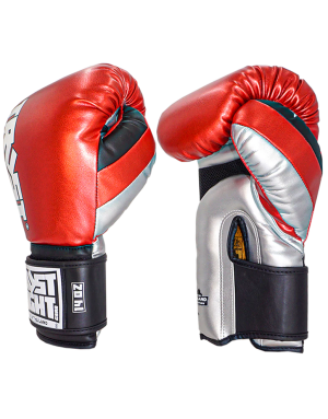 Trust Fight Squire Semi Piel Rojo, Plata y Negro metalizados, los mejores guantes de boxeo para luchadores avanzados.