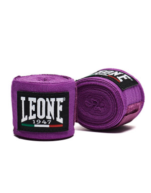 Leone 1947 Boxing Bandages, 3.5 m, Purple | Semi-elastic cotton for protecting hands and wrists in boxing and combat sports.