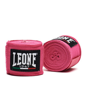 Leone 1947 Boxing Bandages, 3.5 m, Pink | Semi-elastic cotton for hand and wrist protection in contact sports