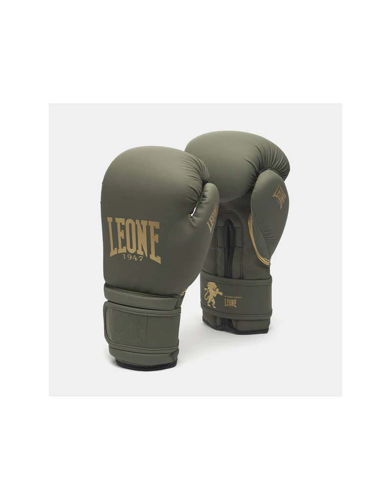 Guantes de Boxeo Leone 1947 IDOL Verde Militar | PU Ligero NO SHOCK para Boxeo, Kick Boxing y Muay Thai