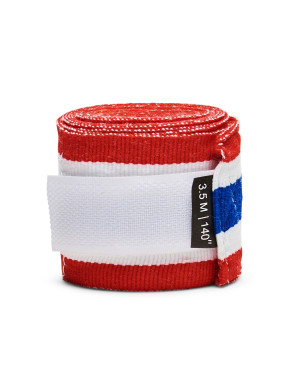 Leone 1947 Boxing Wraps, 3.5 m, Thai Flag | Muay Thai and Combat Sports, Semi-elastic cotton with Velcro
