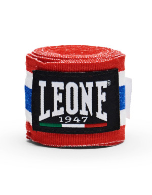 Leone 1947 Boxing Wraps, 3.5 m, Thai Flag | Muay Thai and Combat Sports, Semi-elastic cotton with Velcro