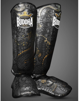 Black Buddha Dragon Shin Guards | Muay Thai, Kickboxing and MMA