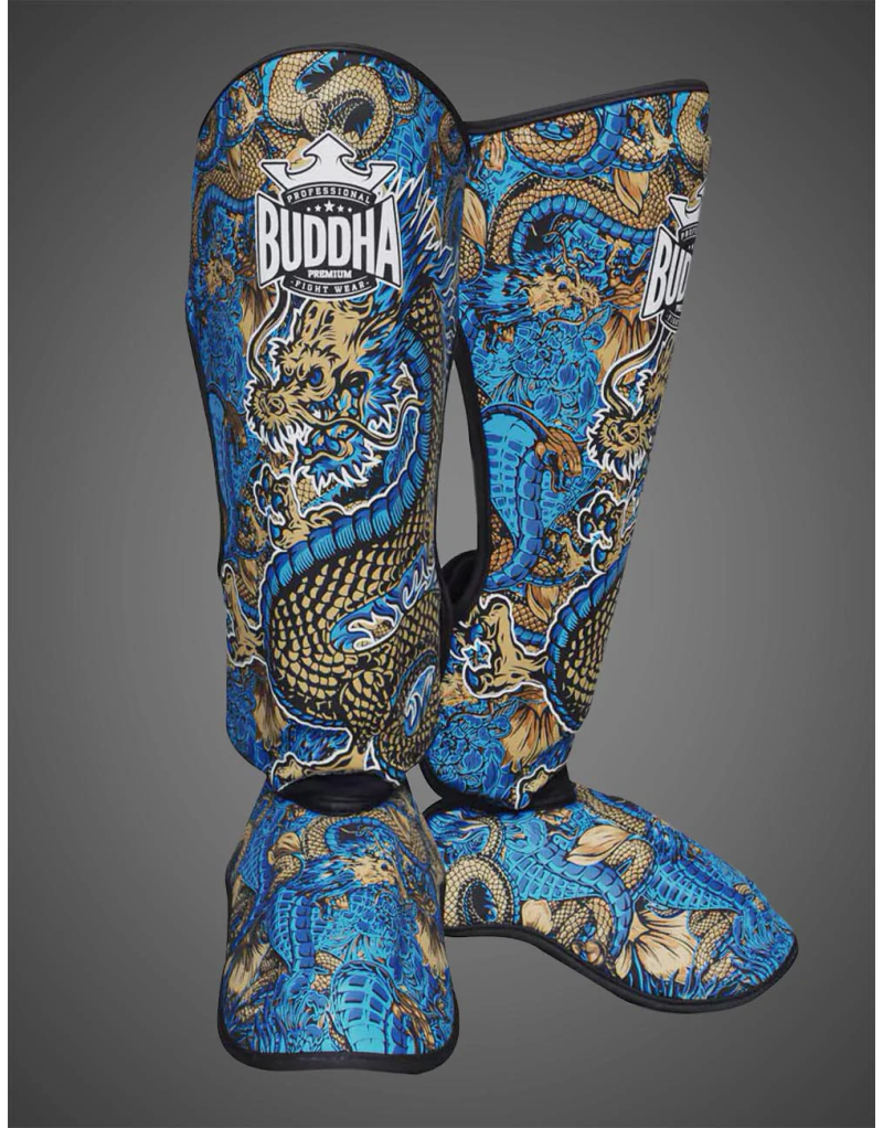 Espinilleras Buddha Dragon Azules | Muay Thai, Kick Boxing y MMA
