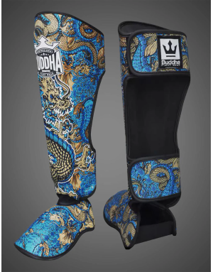 Buddha Dragon Blue Shin Guards | Muay Thai, Kickboxing and MMA.