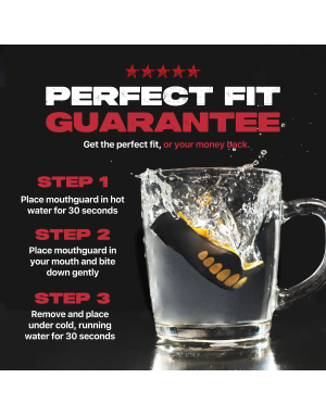 Safejawz Extro Series Goldie mouthguard — shiny gold design, double layer and mouldable fit. Professional protection.