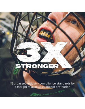 Safejawz Extro Series Goldie mouthguard — shiny gold design, double layer and mouldable fit. Professional protection.