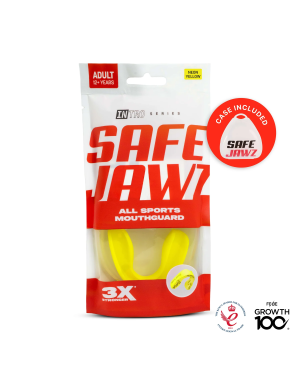 Safejawz Intro Series Fluorescent Yellow – Adjustable and Secure Mouthguard for Boxing, Muay Thai and MMA