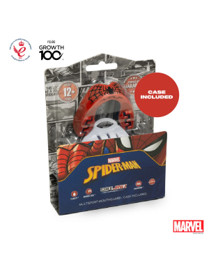 SafeJawz Marvel Spider-Man mouthguard — double layer of protection, comfortable fit and design inspired by the arachnid hero.
