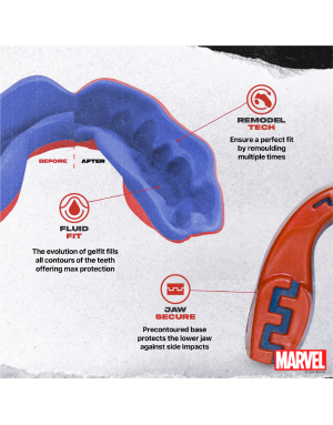 Protector Bucal Safejawz Marvel Capitana Marvel – Máxima Protección y Ajuste Profesional para Deportes de Contacto