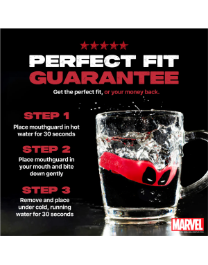 Protector Bucal Safejawz Marvel Deadpool – Protección Doble Capa y Ajuste Fluid Fit™ para Deportes de Contacto