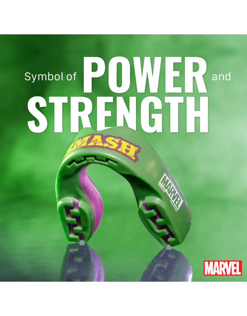 Protector Bucal Safejawz Marvel Hulk – Potencia Extrema, Doble Capa y Ajuste Fluid Fit™ para Deportes de Contacto