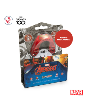 Protector Bucal Safejawz Marvel Iron Man – Tecnología Avanzada, Doble Capa y Ajuste Fluid Fit™ de Alto Rendimiento