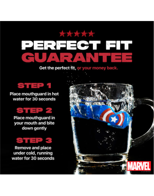 Safejawz Marvel Captain America Mouthguard – Double-Layer, Fluid Fit™ and Professional Protection