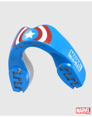 Protector Bucal Safejawz Marvel Capitán América – Doble Capa, Ajuste Fluid Fit™ y Protección Profesional