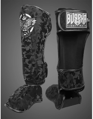 Espinilleras Buddha Army Negras | Protección profesional y carácter – Il Coliseum