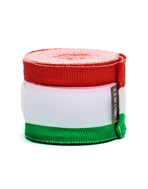Leone 1947 4.5m Italian Tricolour Boxing Bandages | Il Coliseum | Semi-elastic cotton with Velcro, designed for boxing and Muay