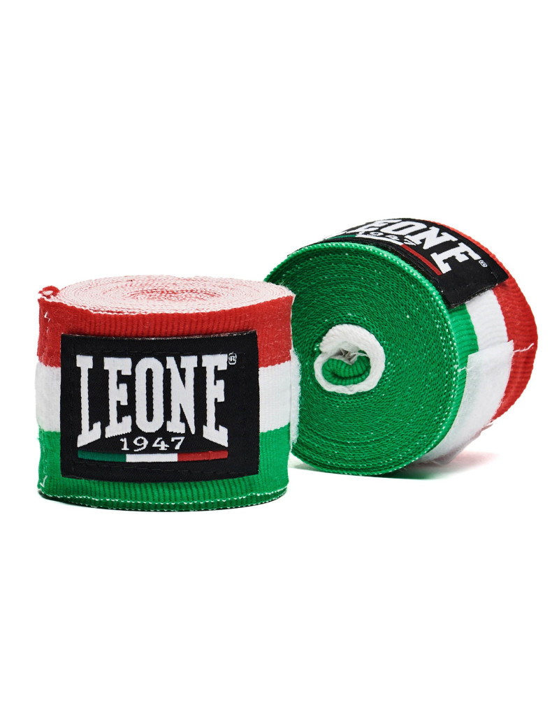 Leone 1947 4.5m Italian Tricolour Boxing Bandages | Il Coliseum | Semi-elastic cotton with Velcro, designed for boxing and Muay