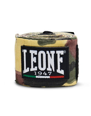 Leone 1947 Boxing Bandages, 4.5m, Camouflage Green | Il Coliseum | Semi-elastic cotton with wrist protection