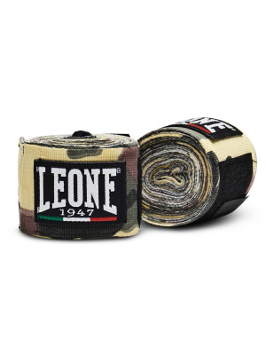 Leone 1947 Boxing Bandages, 4.5m, Camouflage Green | Il Coliseum | Semi-elastic cotton with wrist protection